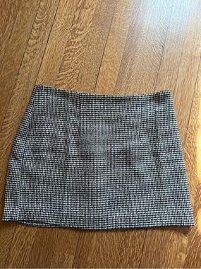 Mango Black and White Houndstooth Mini Skirt